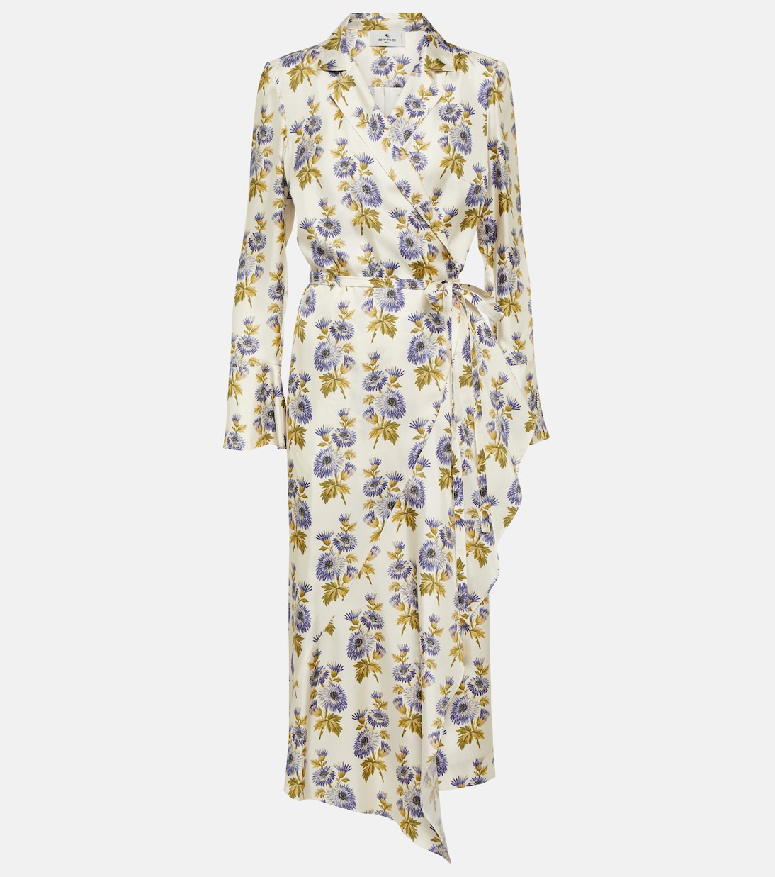 Abito midi a portafoglio in twill di misto seta | Etro