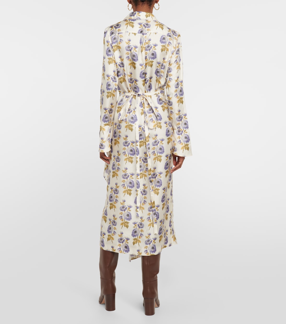 Abito midi a portafoglio in twill di misto seta | Etro