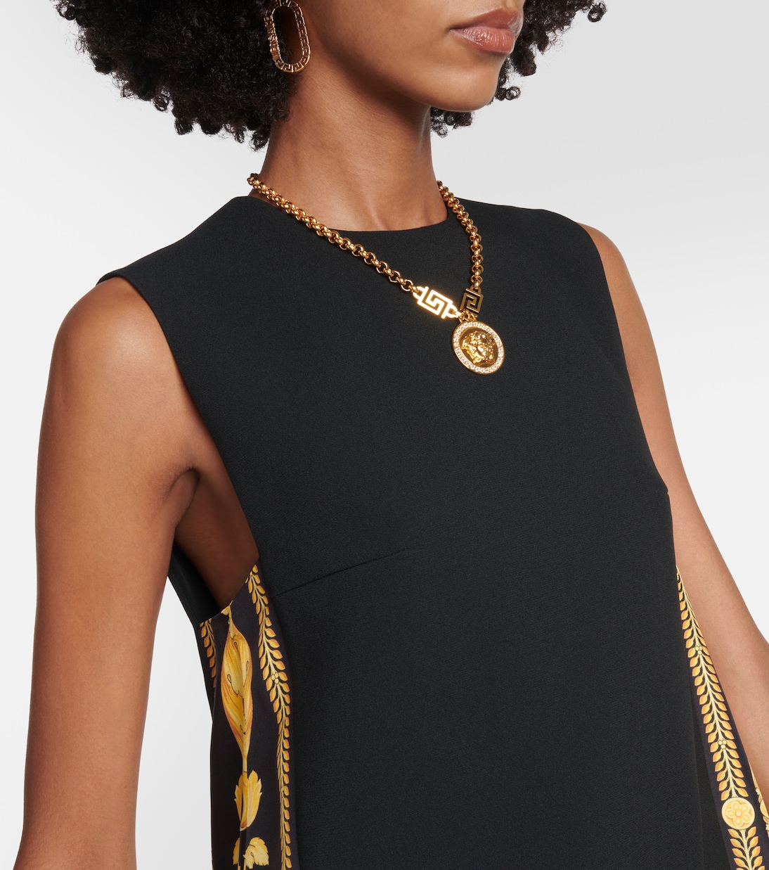 Vestido recto Barocco de crepé y sarga | Versace