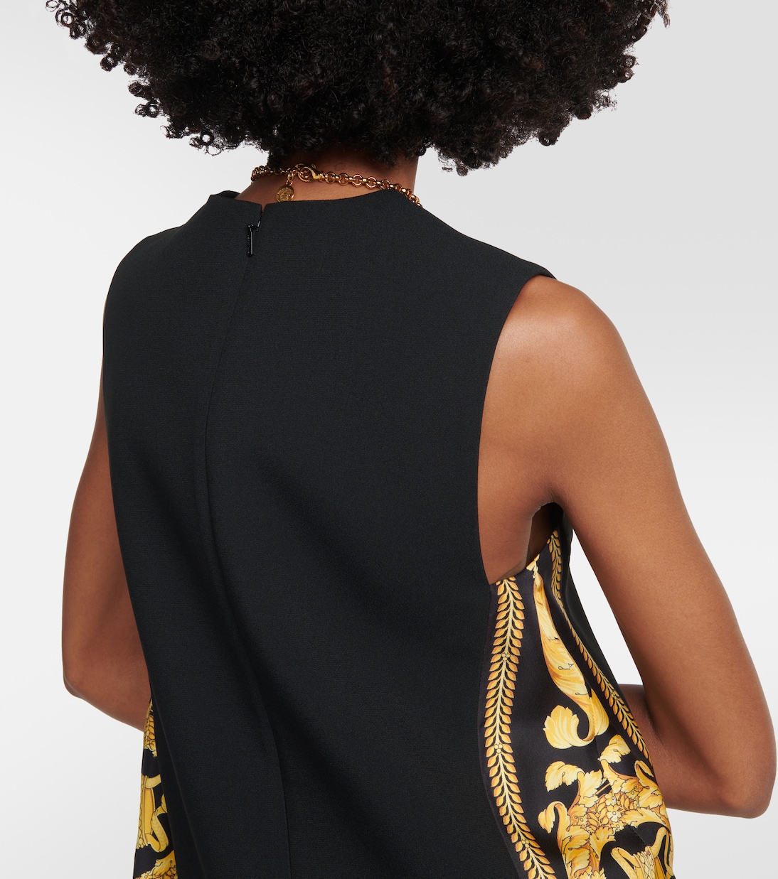 Vestido recto Barocco de crepé y sarga | Versace