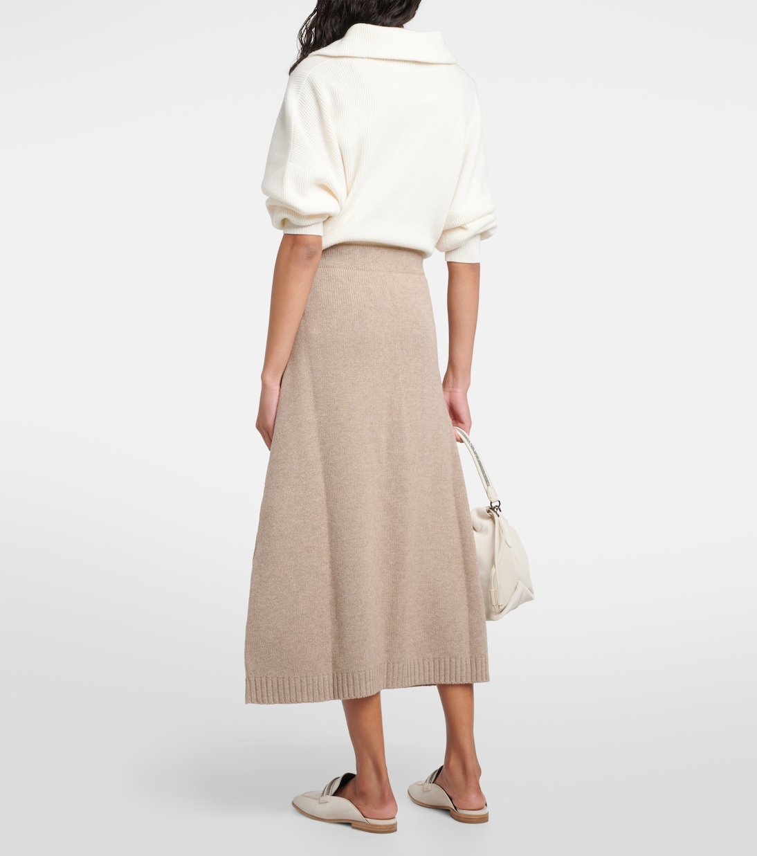 Wool and silk blend midi skirt | Brunello Cucinelli