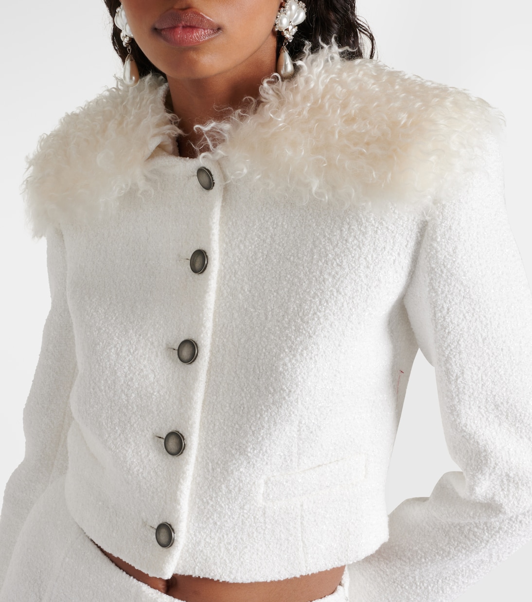 Giacca cropped in tweed a quadri | Alessandra Rich