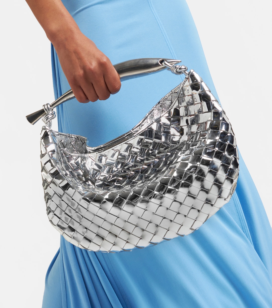 Sardine Intrecciato mirrored leather tote bag | Bottega Veneta
