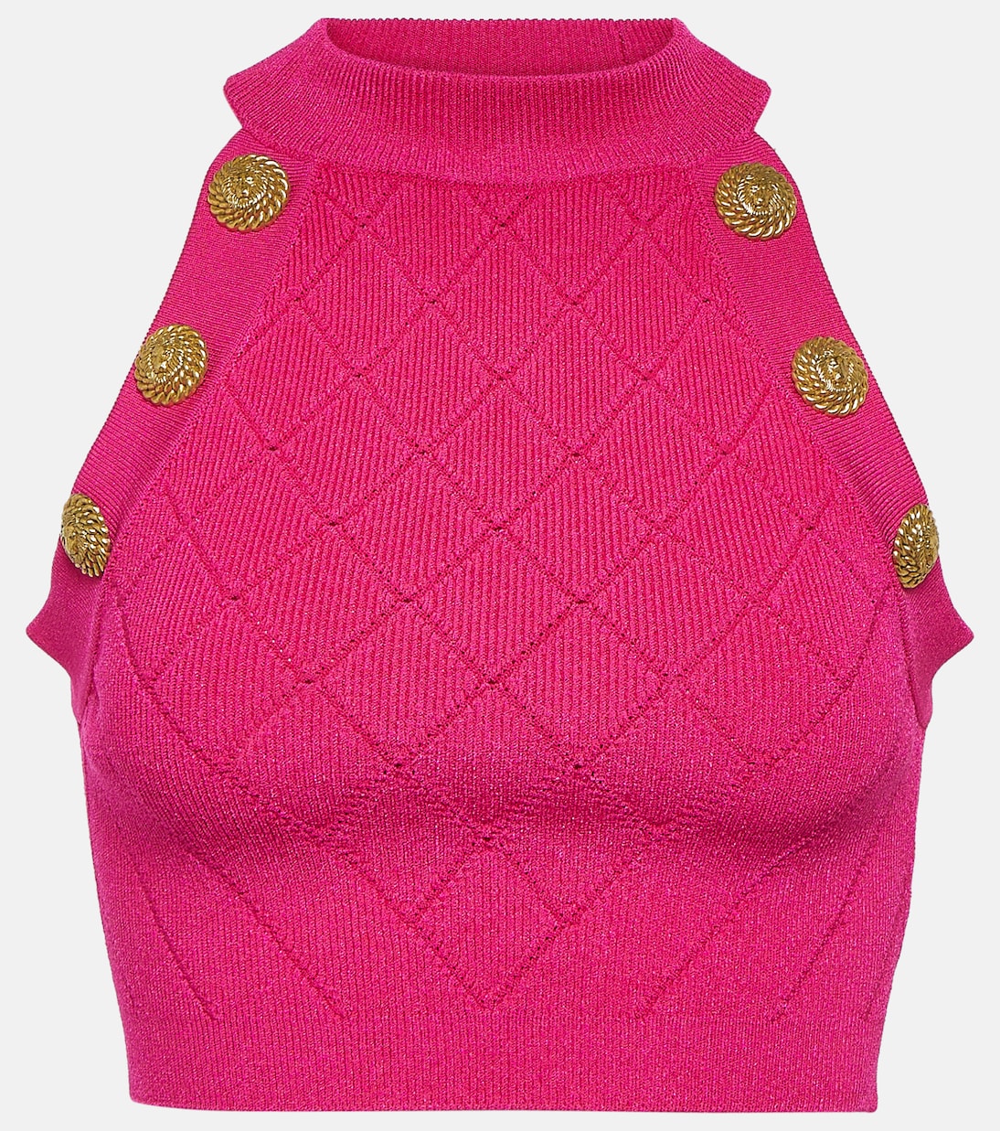 Top de punto de cuello halter adornado | Balmain