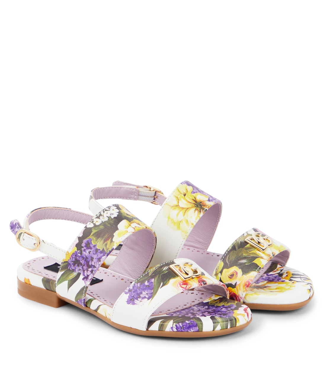 Sandali in pelle con stampa floreale | Dolce&Gabbana Kids