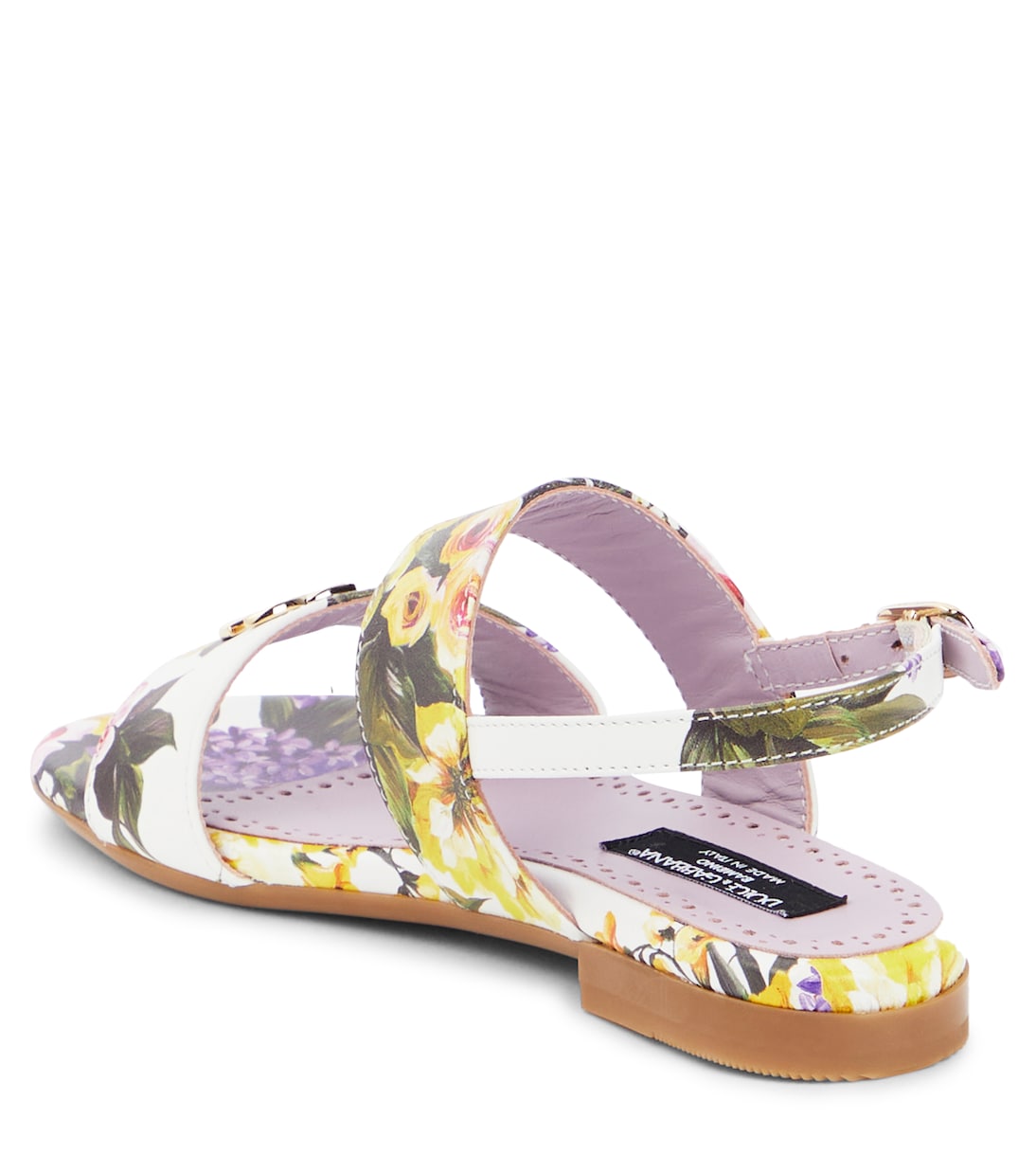 Sandali in pelle con stampa floreale | Dolce&Gabbana Kids
