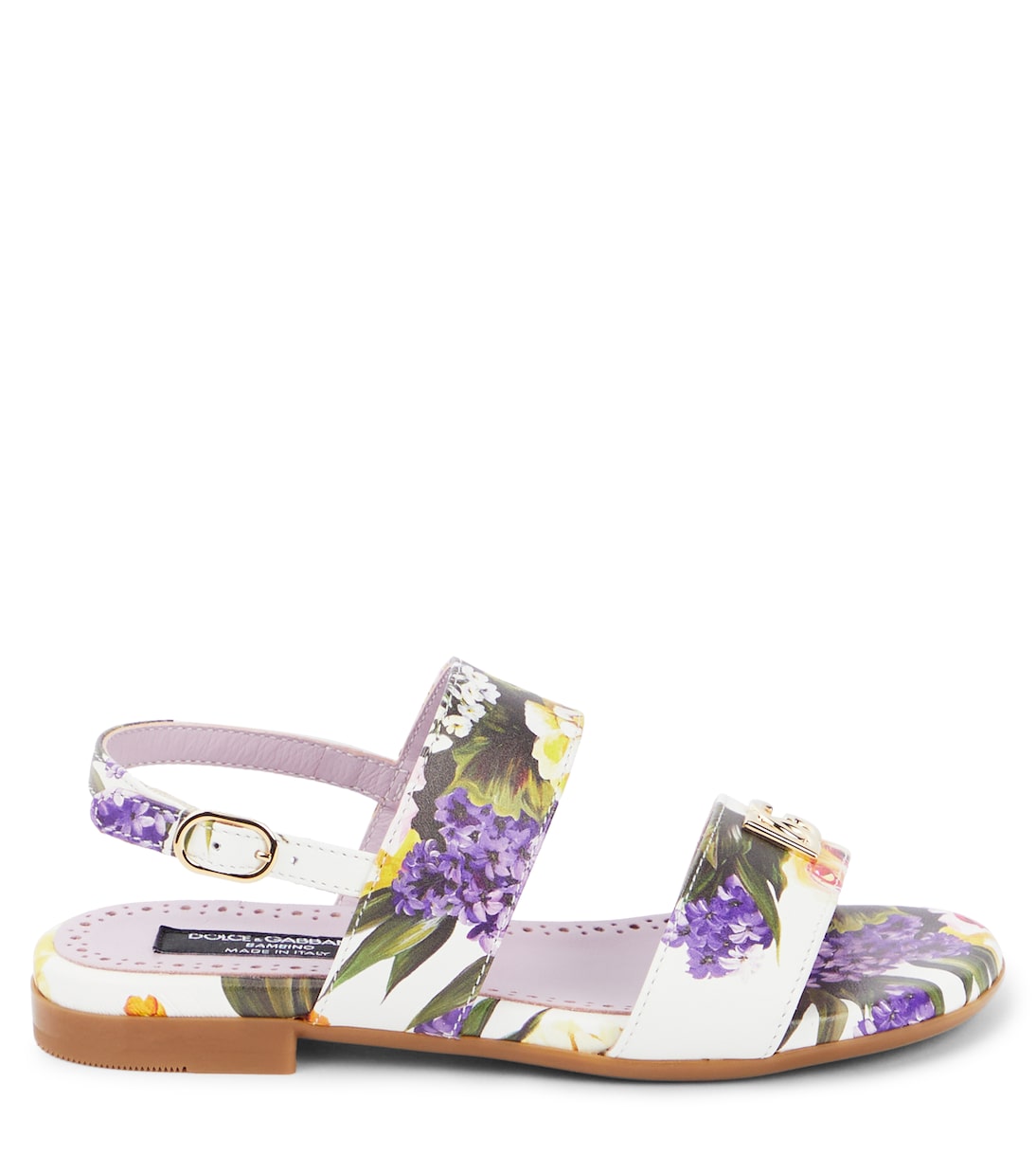 Sandali in pelle con stampa floreale | Dolce&Gabbana Kids
