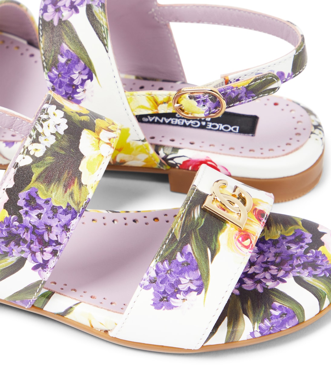 Sandali in pelle con stampa floreale | Dolce&Gabbana Kids