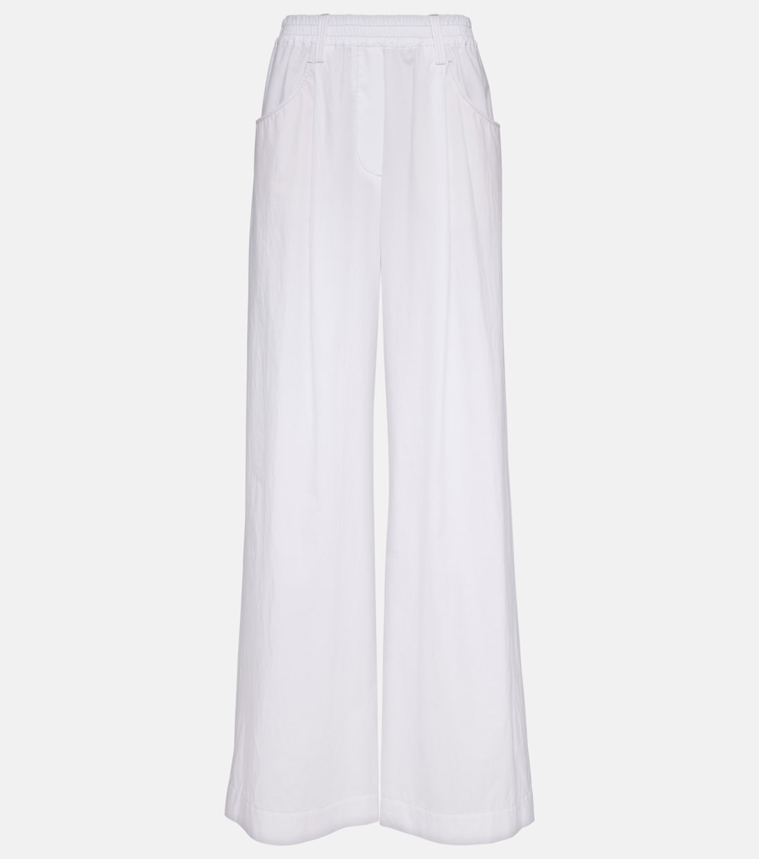 Pantalon ample à taille haute en coton | Brunello Cucinelli
