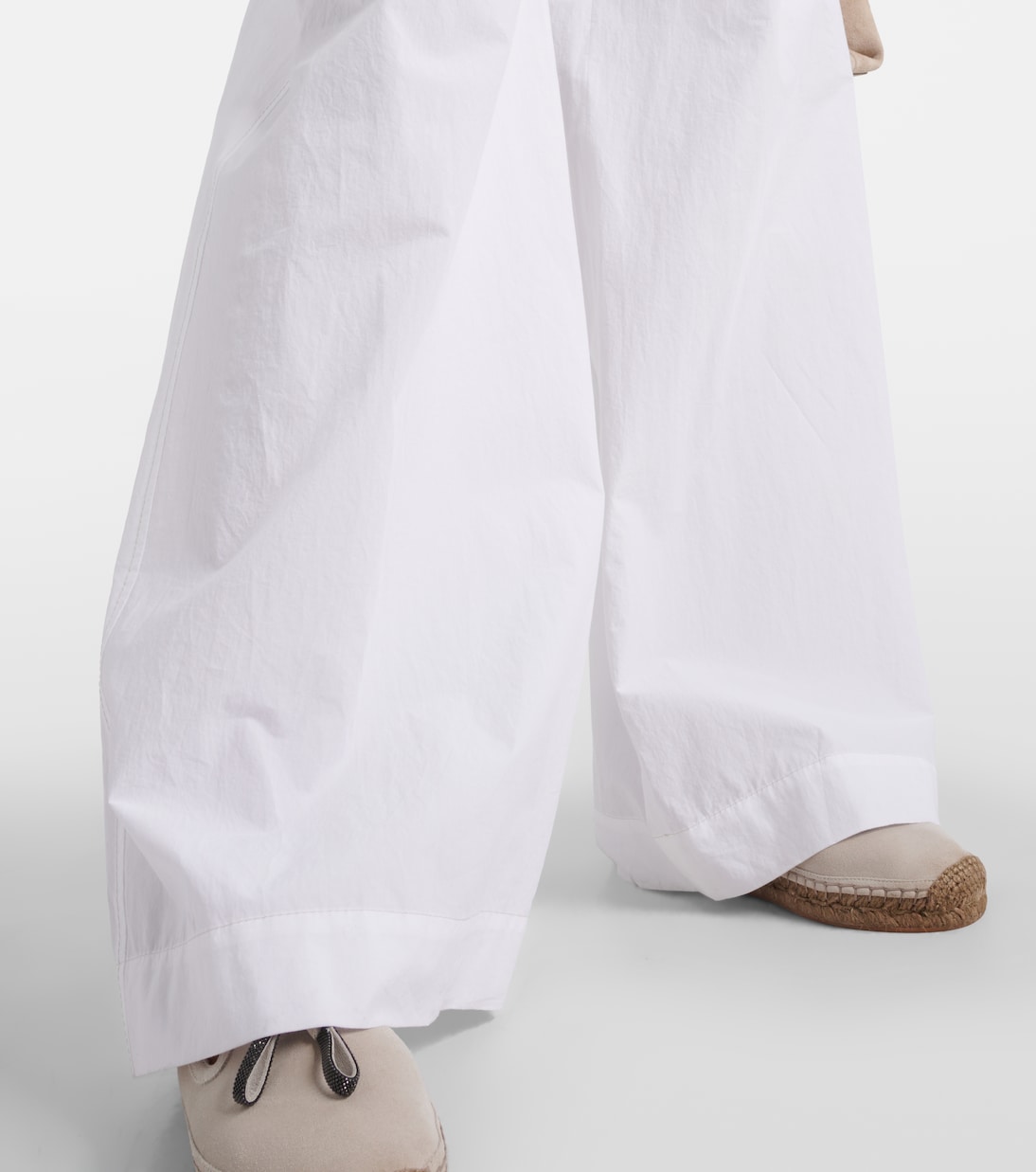 Pantalon ample à taille haute en coton | Brunello Cucinelli