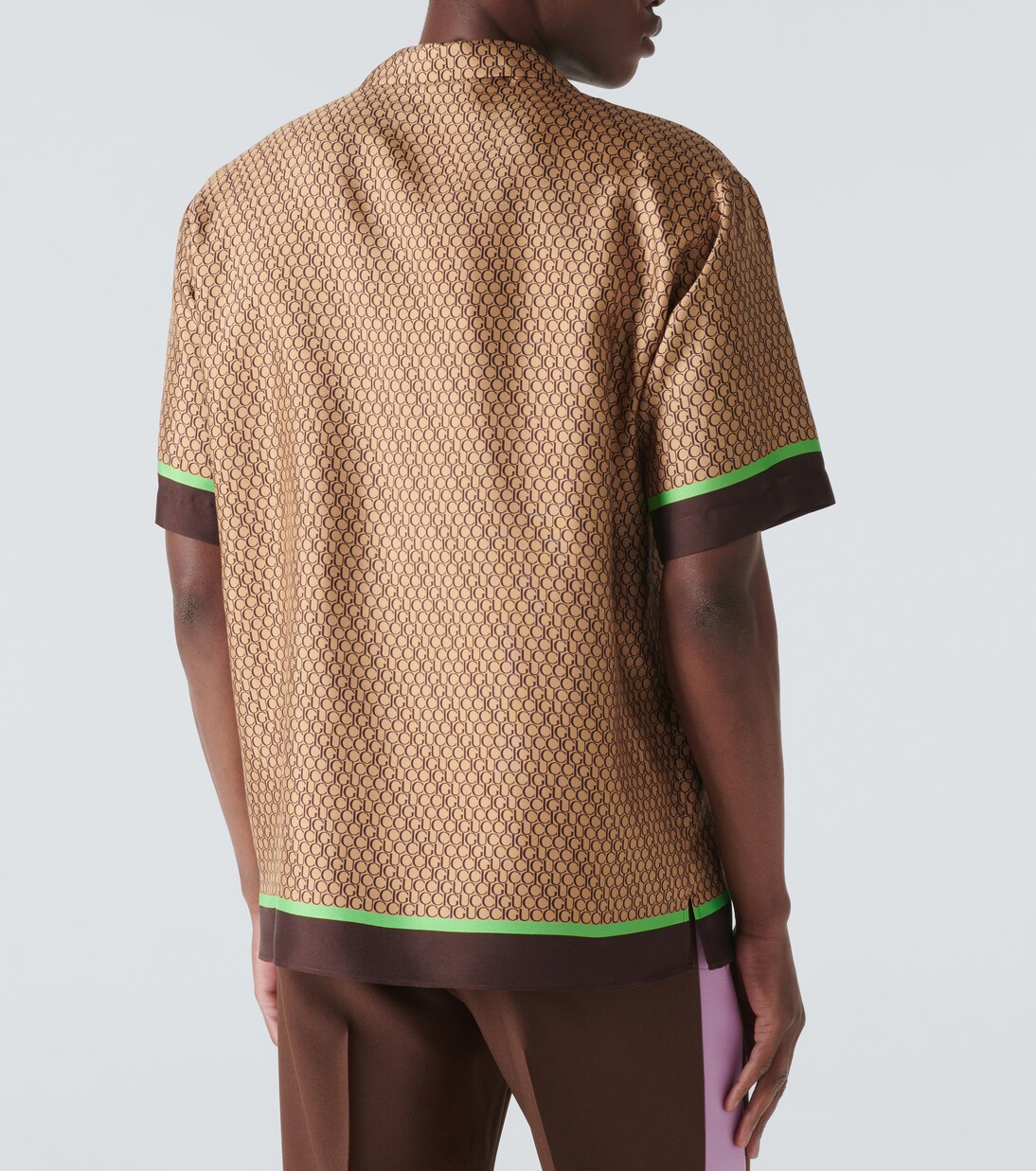 Logo silk bowling shirt in brown - Gucci | Mytheresa