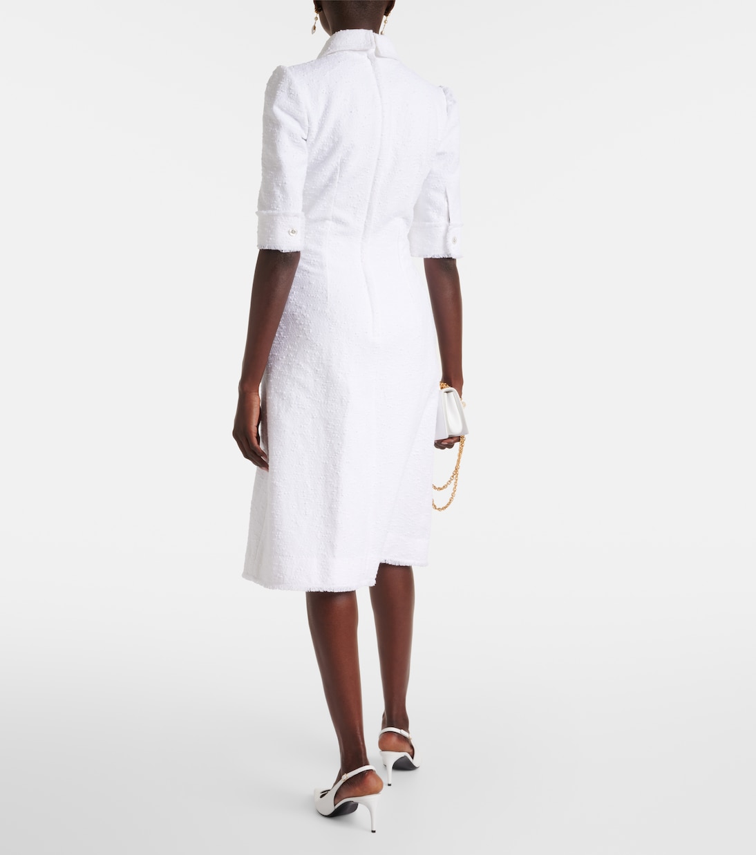 Robe chemise en tweed de coton mélangé | Dolce&Gabbana