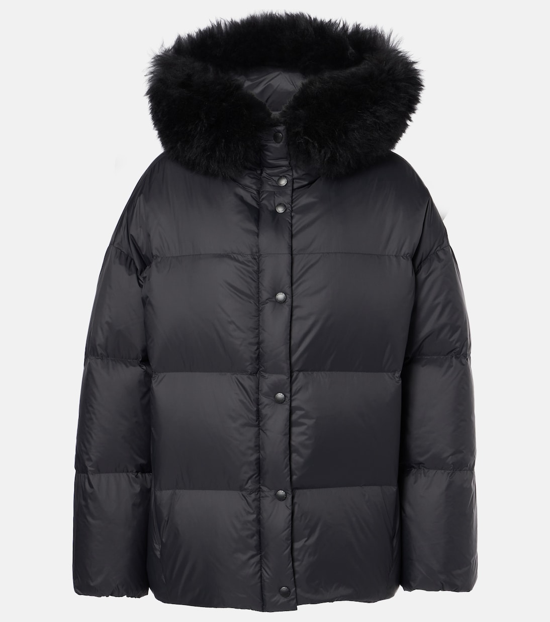 Shearling trimmed down jacket in black Yves Salomon Mytheresa