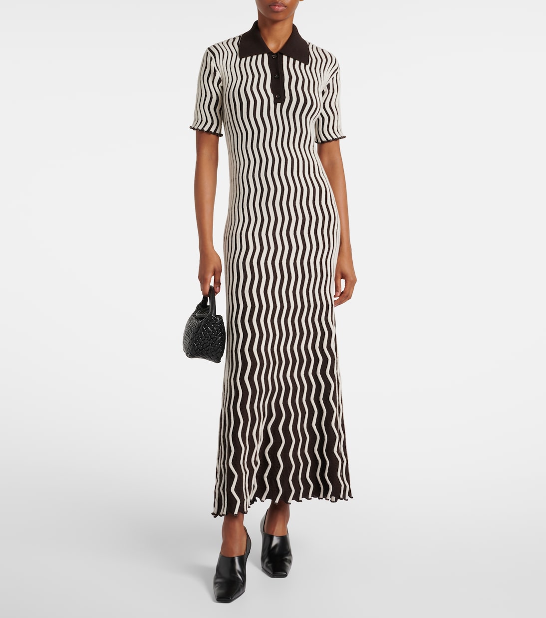 Abito lungo in lana a righe | Bottega Veneta