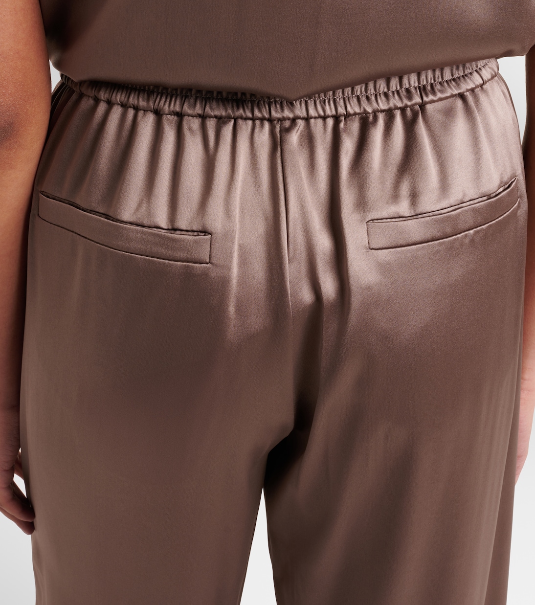 Pantaloni a gamba larga in raso di misto seta | Brunello Cucinelli