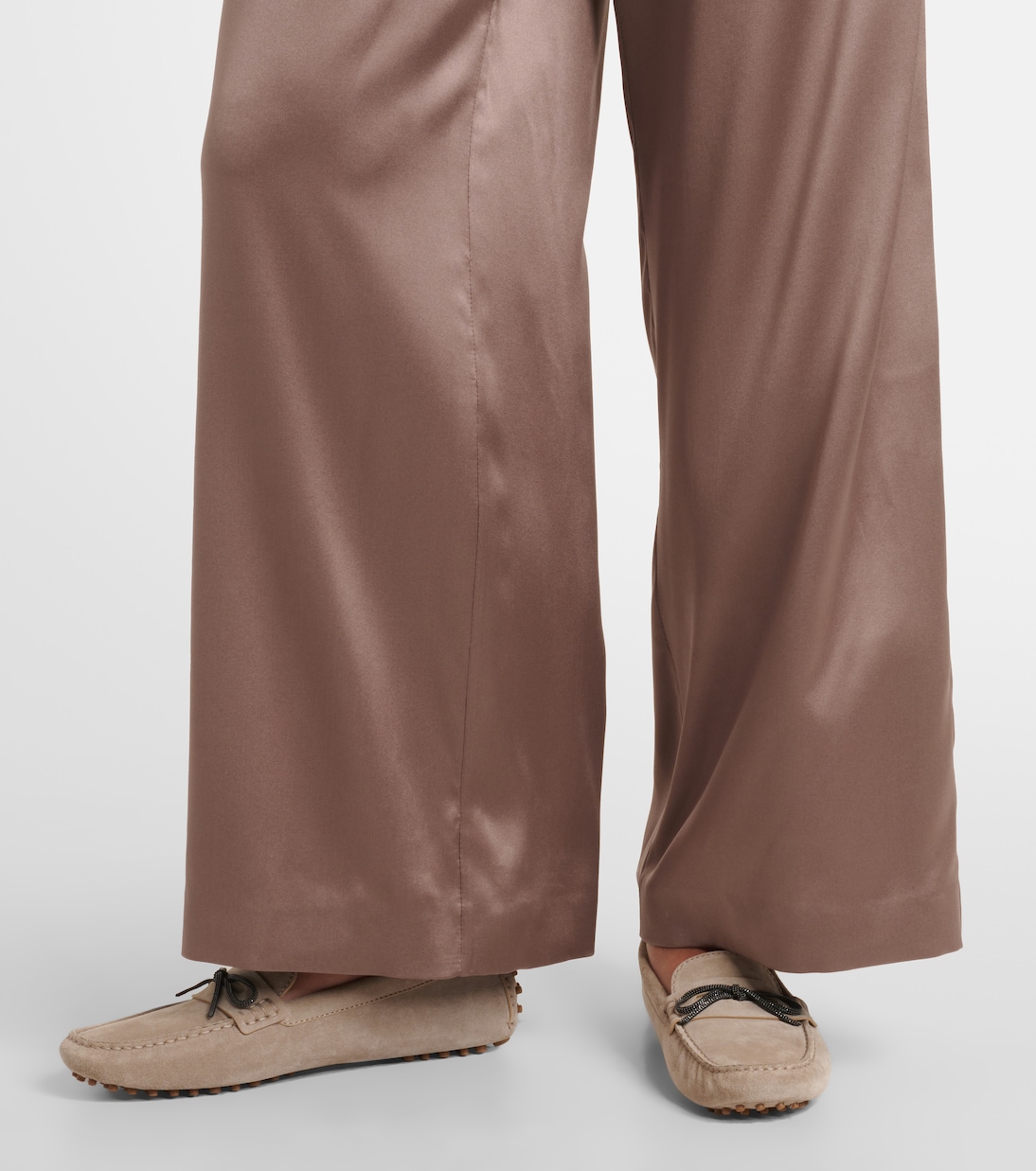 Pantaloni a gamba larga in raso di misto seta | Brunello Cucinelli