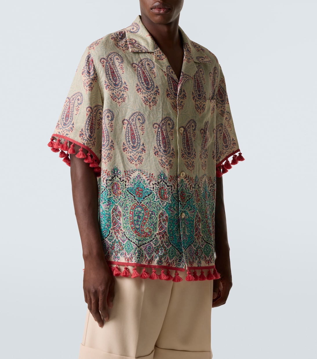 Camisa bowling de lino con paisley | Valentino