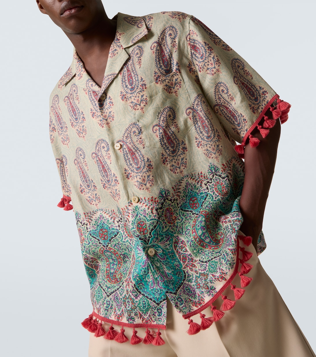 Camisa bowling de lino con paisley | Valentino