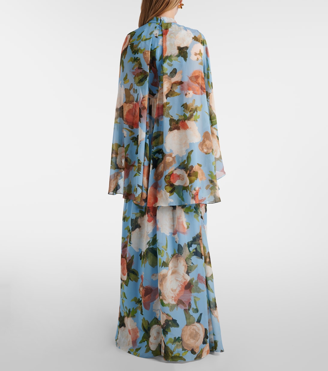 Caped floral silk voile gown | Erdem