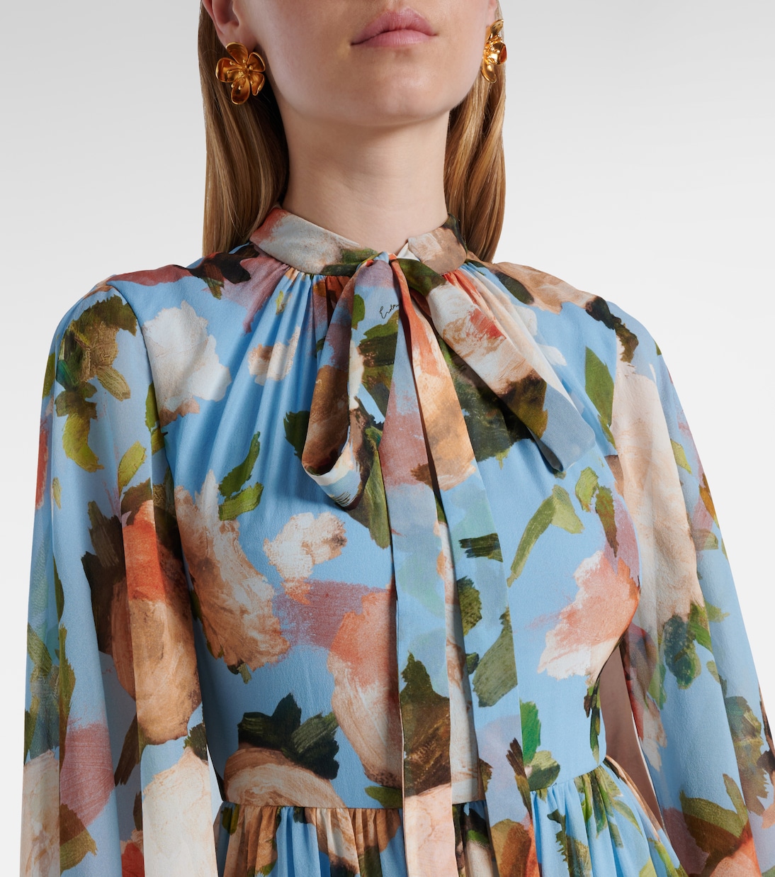 Caped floral silk voile gown | Erdem