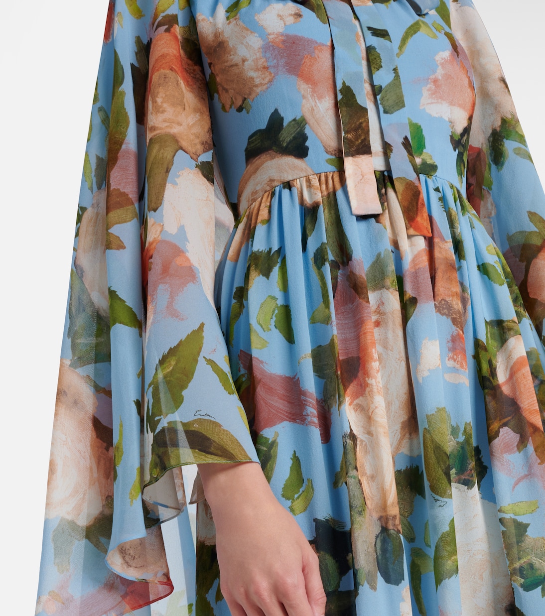 Caped floral silk voile gown | Erdem