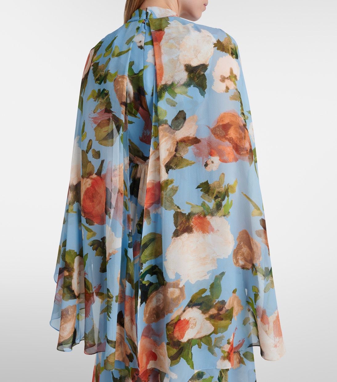 Caped floral silk voile gown | Erdem