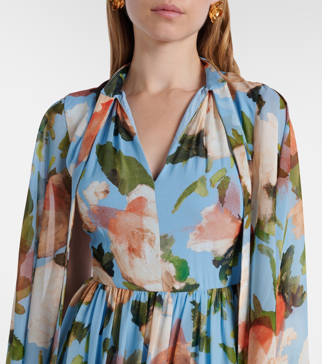 Caped floral silk voile gown | Erdem