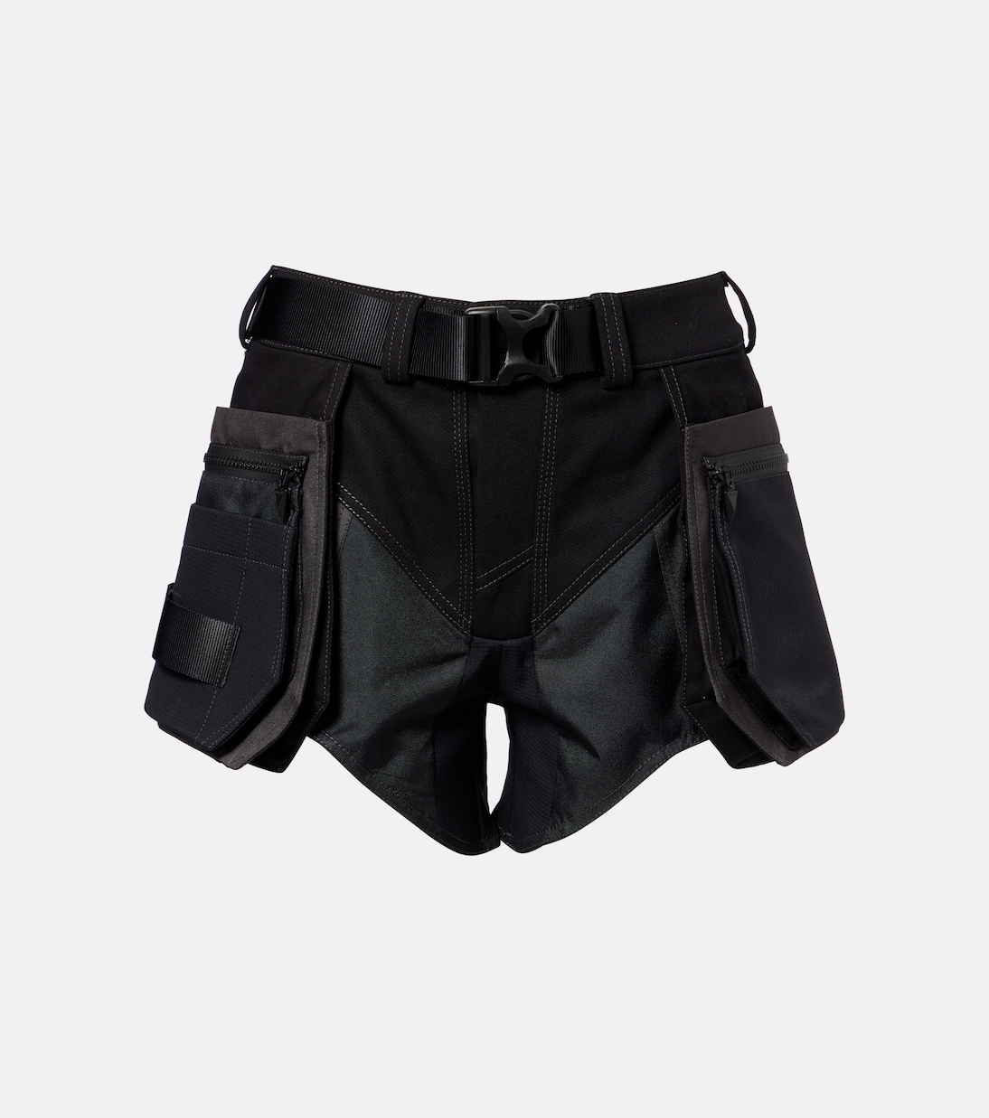 Belted low-rise cotton cargo shorts | Mugler