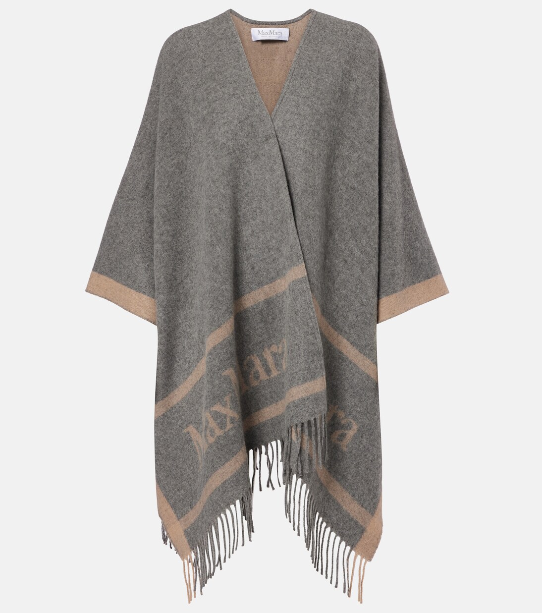 Hilde fringed wool jacquard cape | Max Mara
