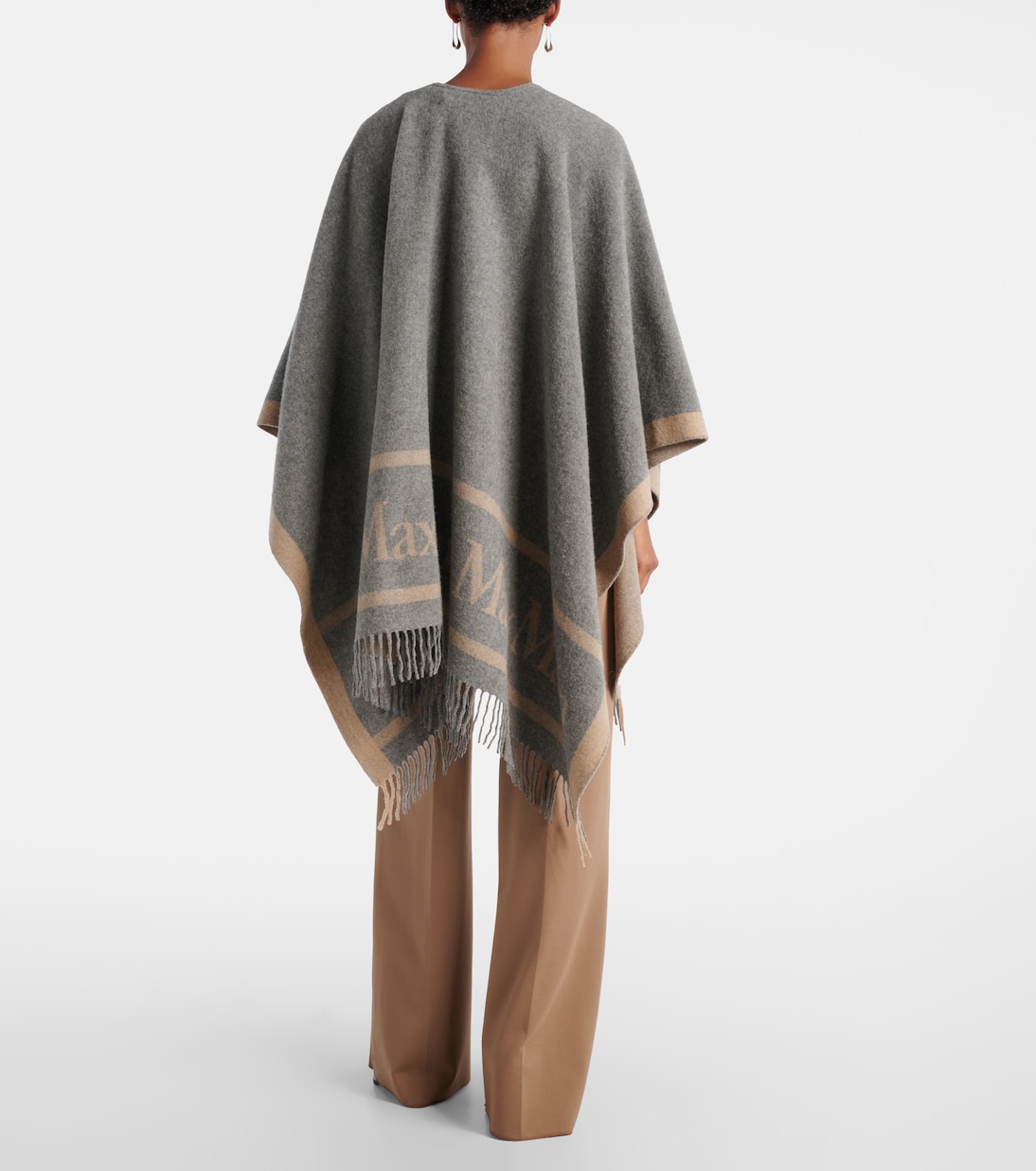 Hilde fringed wool jacquard cape | Max Mara