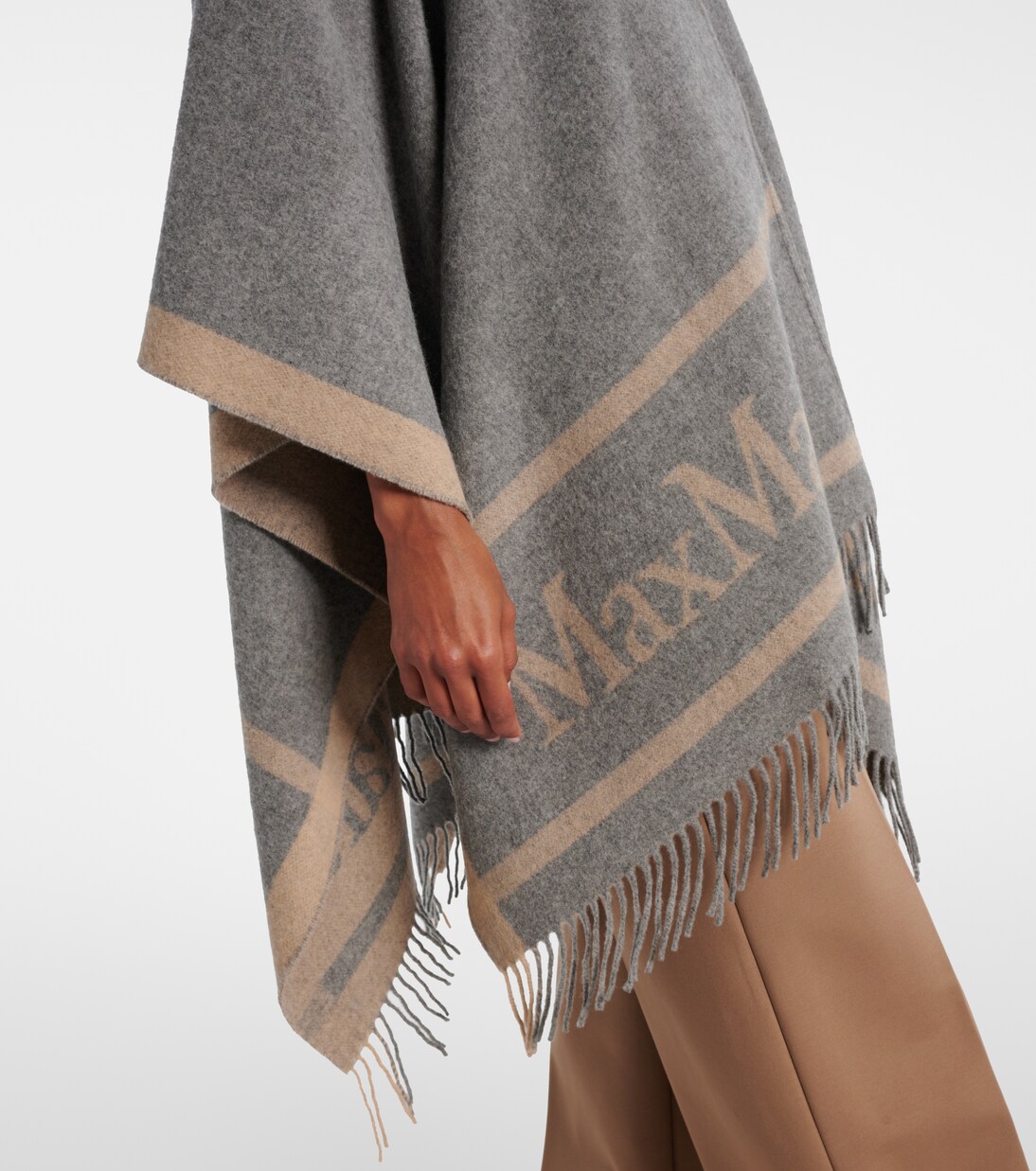 Hilde fringed wool jacquard cape | Max Mara