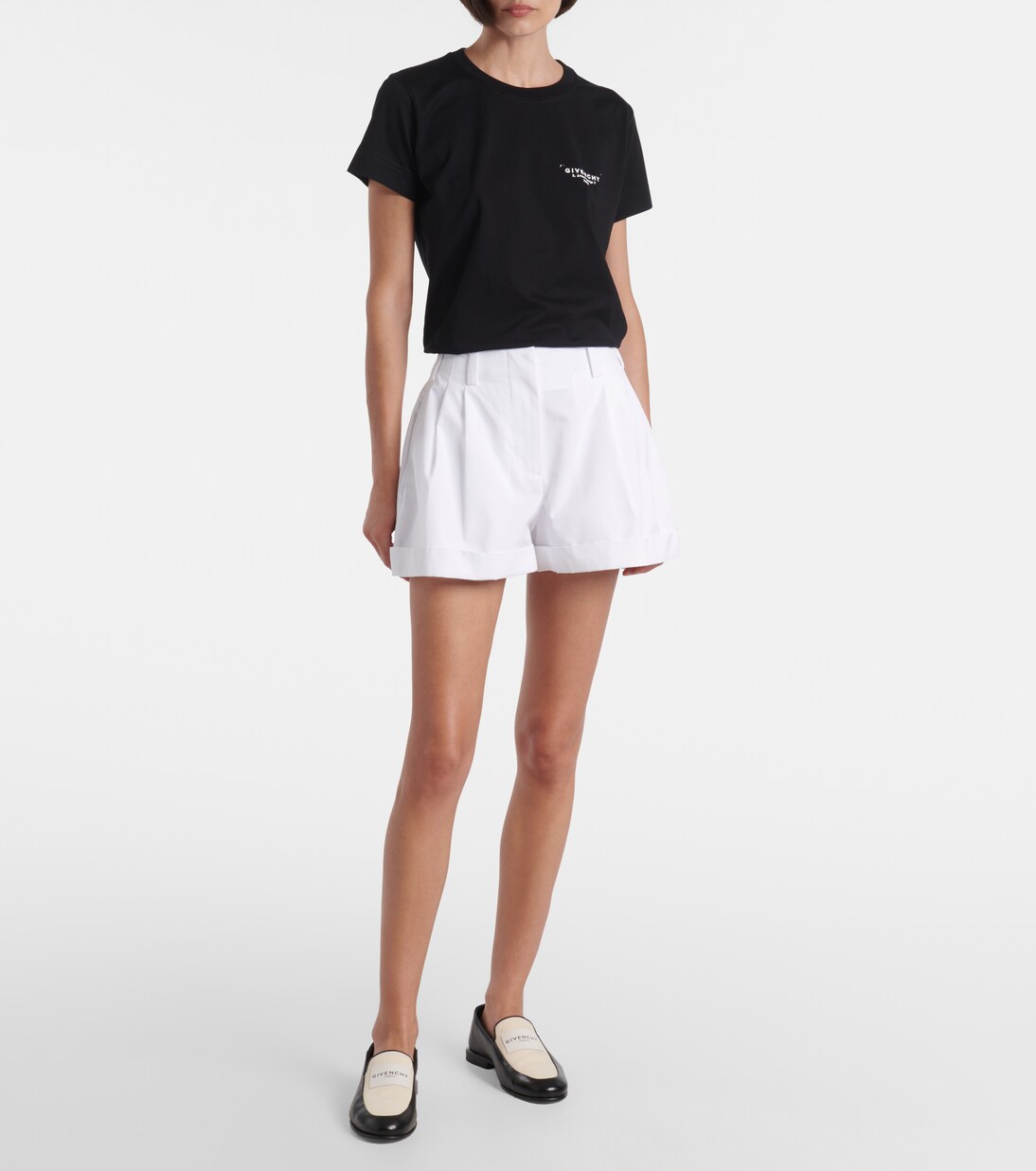 Pleated cotton poplin shorts | Givenchy