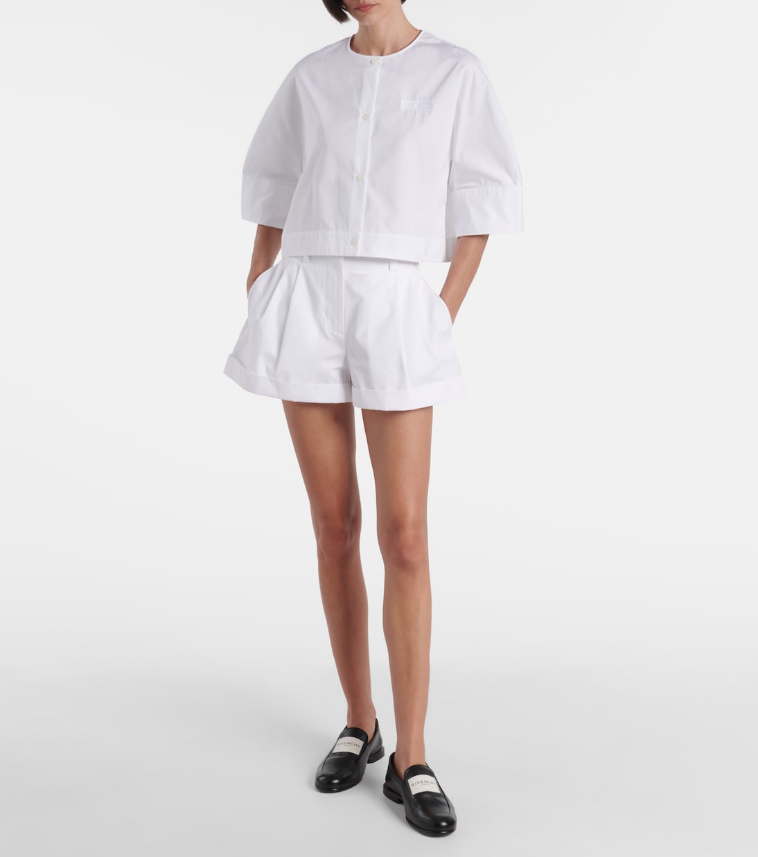 Pleated cotton poplin shorts | Givenchy