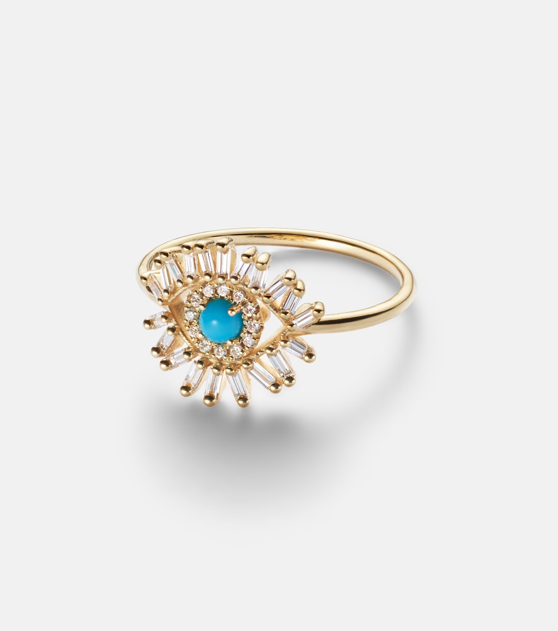 Evil Eye Mini 18kt gold ring with turquoise and diamonds | Suzanne Kalan