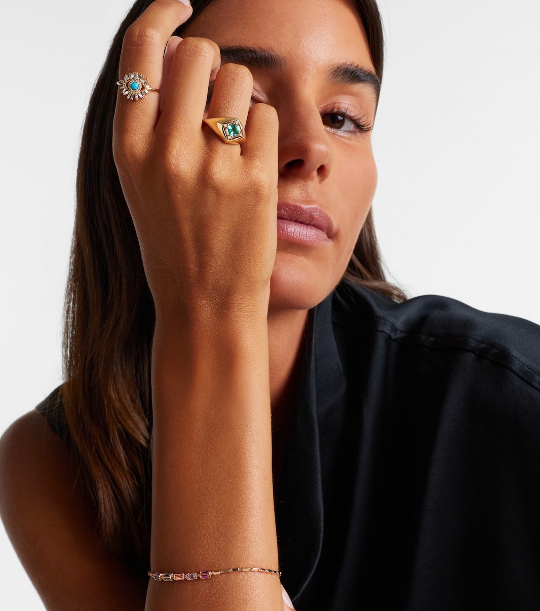 Evil Eye Mini 18kt gold ring with turquoise and diamonds | Suzanne Kalan