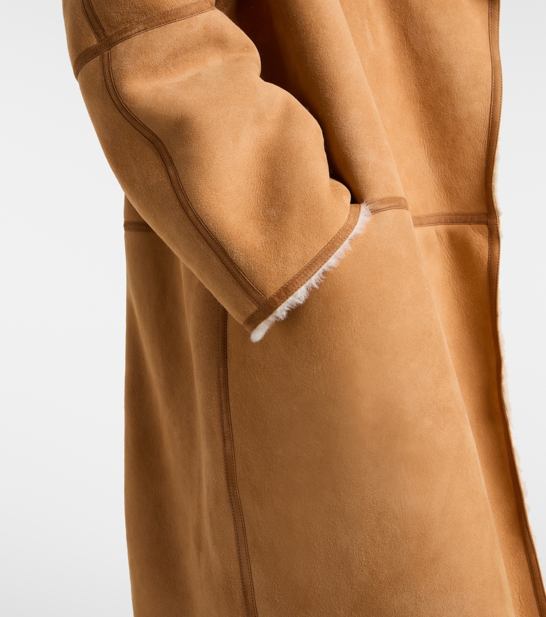 Shearling-trimmed suede coat | Toteme