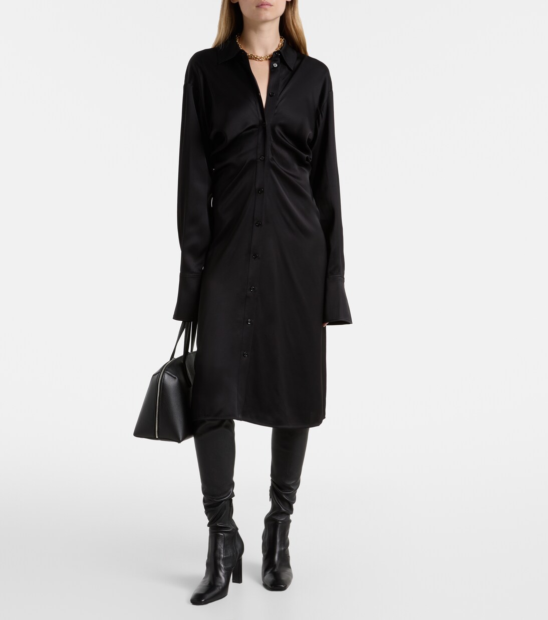 Slouch crêpe satin shirt dress | Toteme