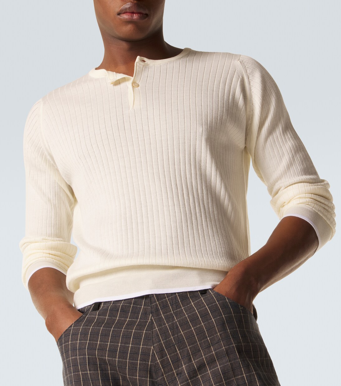 Nile wool and cotton Henley shirt | Wales Bonner