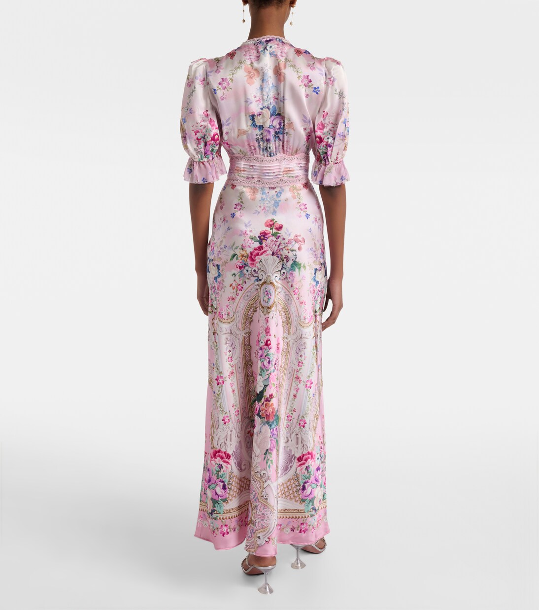Lace-trimmed printed silk midi dress | Camilla