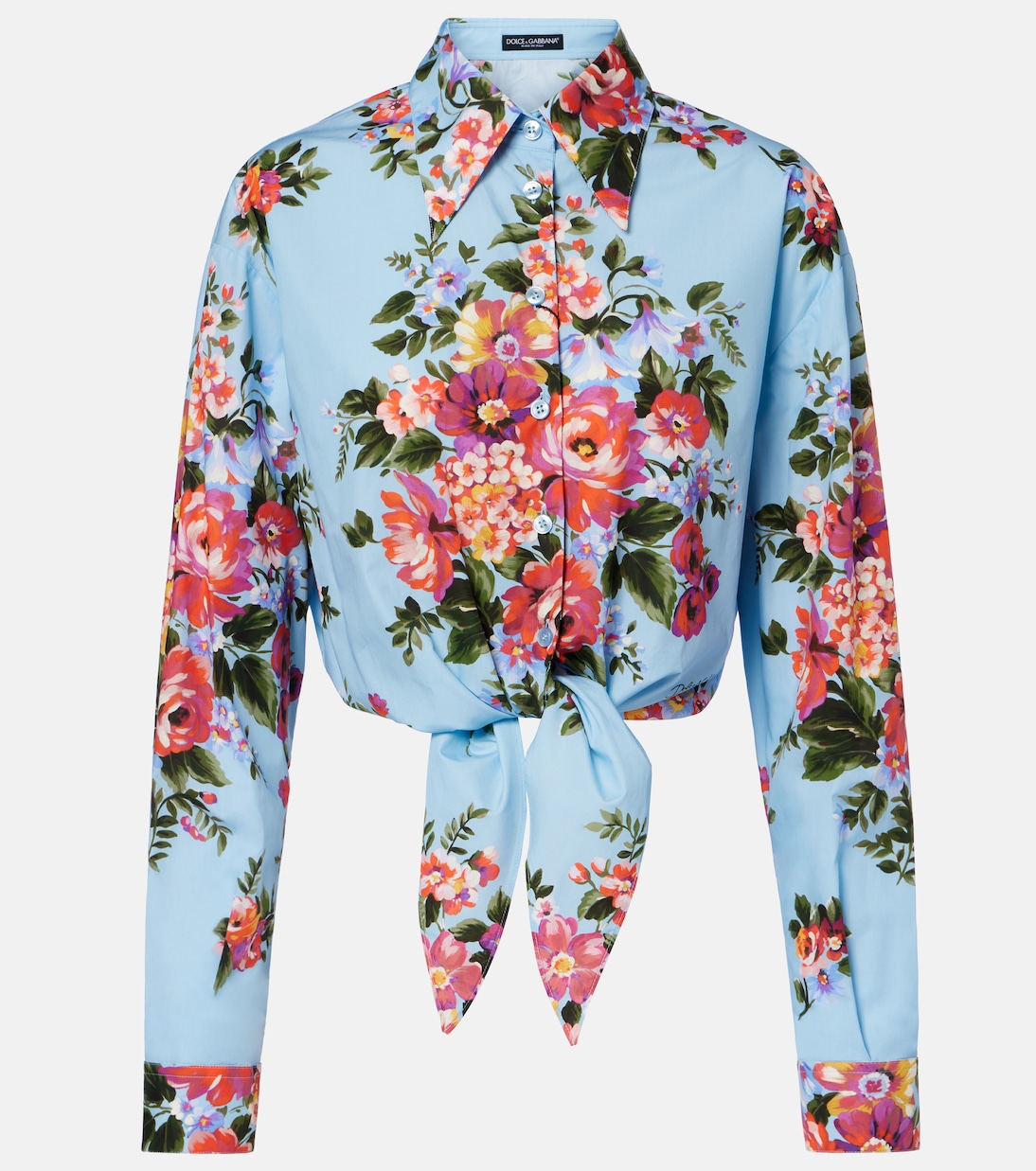 Floral cropped cotton shirt | Dolce&Gabbana
