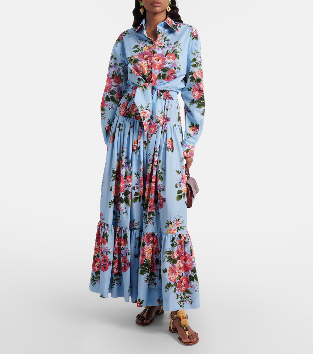 Floral cropped cotton shirt | Dolce&Gabbana