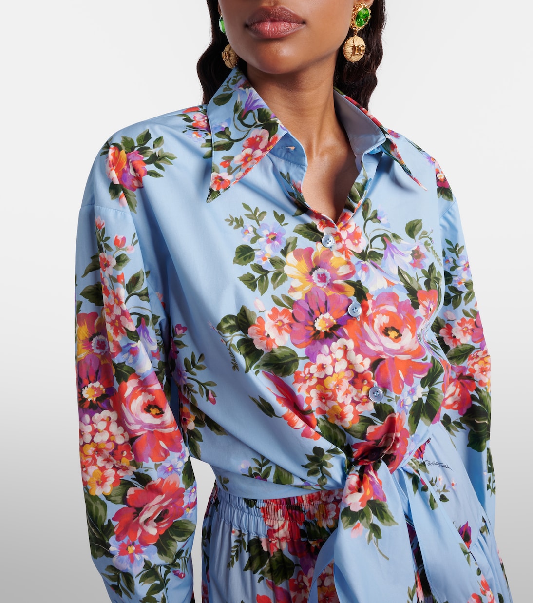 Floral cropped cotton shirt | Dolce&Gabbana