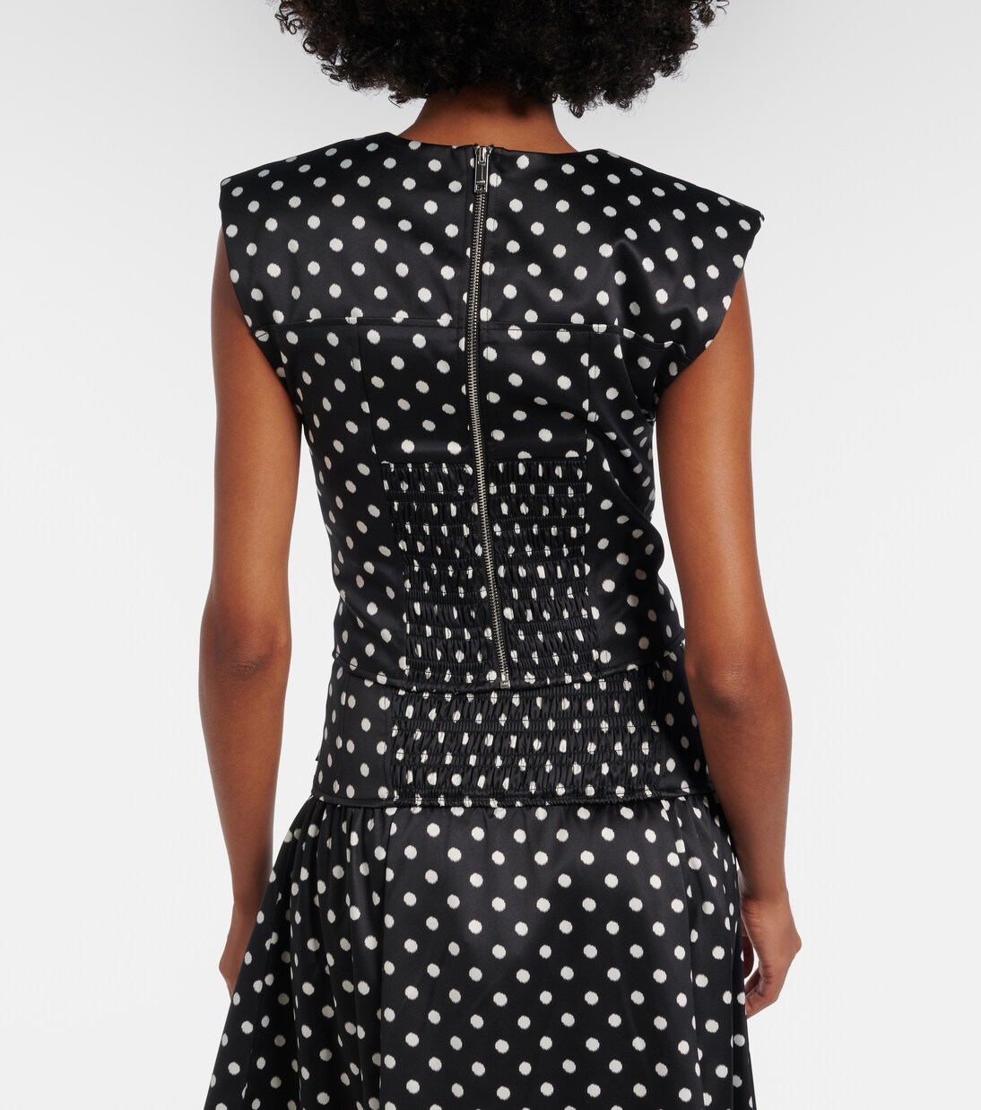 Polka-dot satin corset top | Ganni