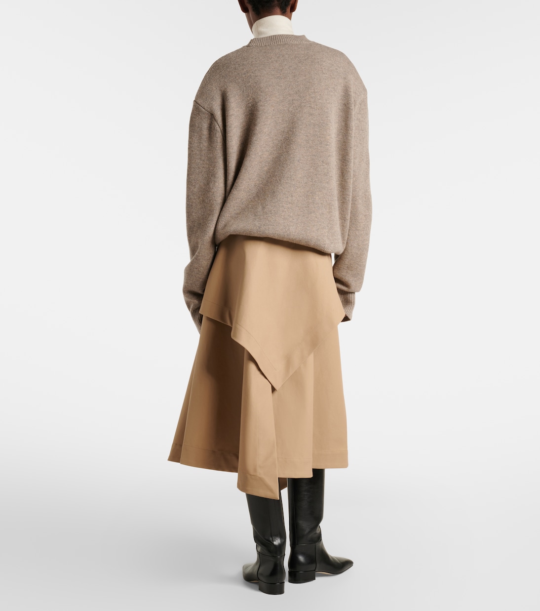 Asymmetric cotton canvas midi skirt | Róhe