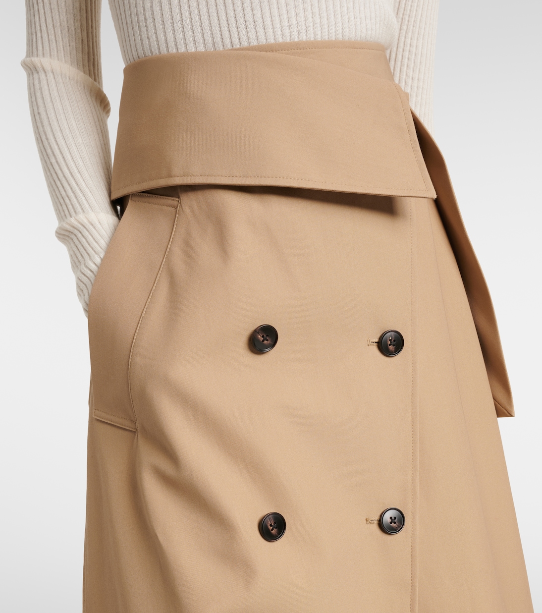 Asymmetric cotton canvas midi skirt | Róhe