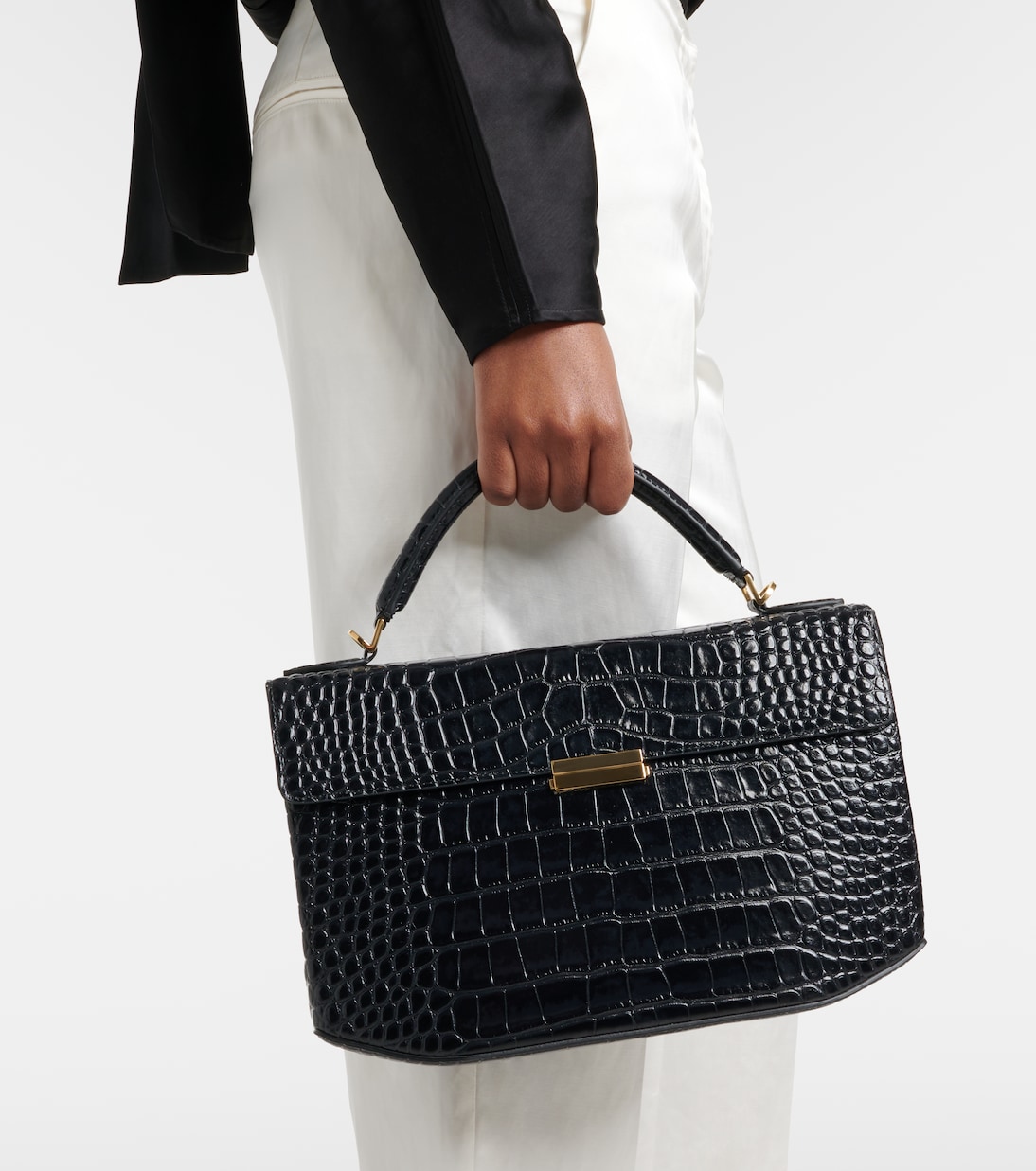 Box Small croc-effect leather top-handle bag | Toteme