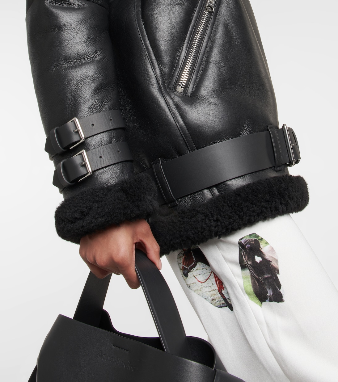 Giacca Velocite in pelle con shearling | Acne Studios