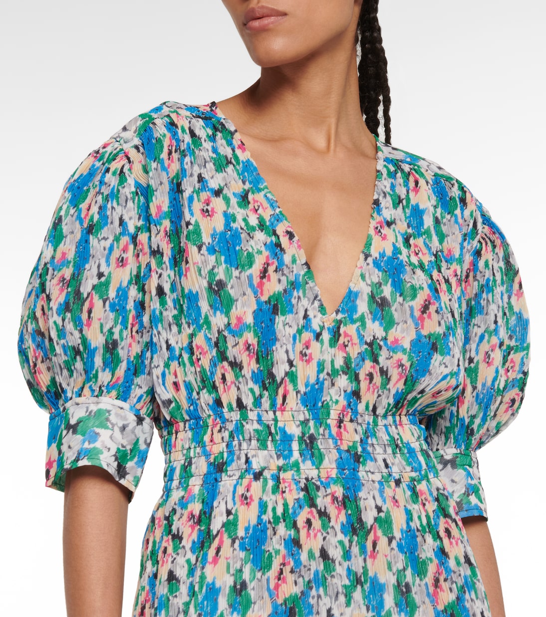 Floral pleated georgette midi dress | Ganni