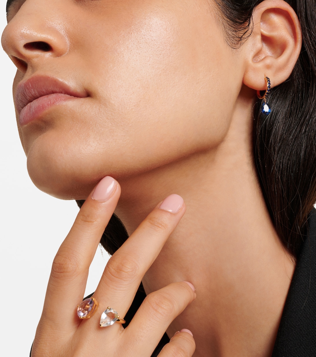 Boucle d’oreille unique en or 18 ct, saphir et topaze | Persée
