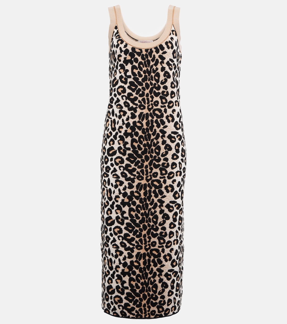 Robe midi en jacquard à motif léopard | Valentino